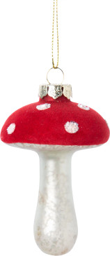 glass mushroom with red top ornament  