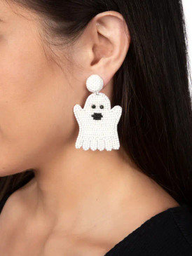 halloween beaded earrings, ghost