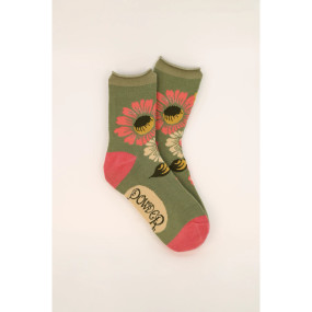 vintage flora ankle socks sage