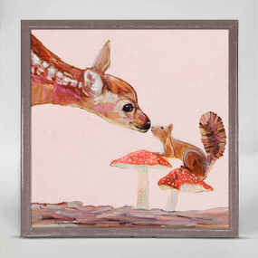 deer and squirrel pals mini framed canvas