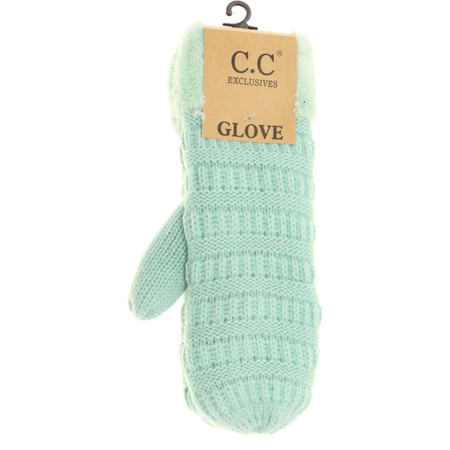 soft fuzzy lined mittens, mint