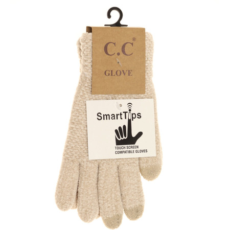 chenille gloves, beige