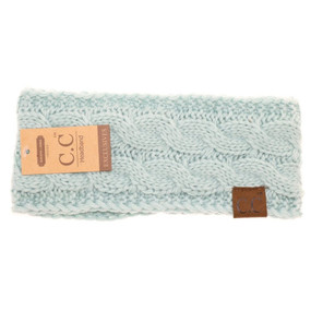 solid cable knit head wrap, mint