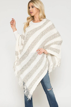 for her light grey poncho