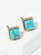 semi-precious natural stone stud earrings, gold turquoise