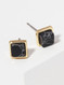 semi-precious natural stone stud earrings, gold black