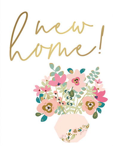 new home vase of flowers new home card