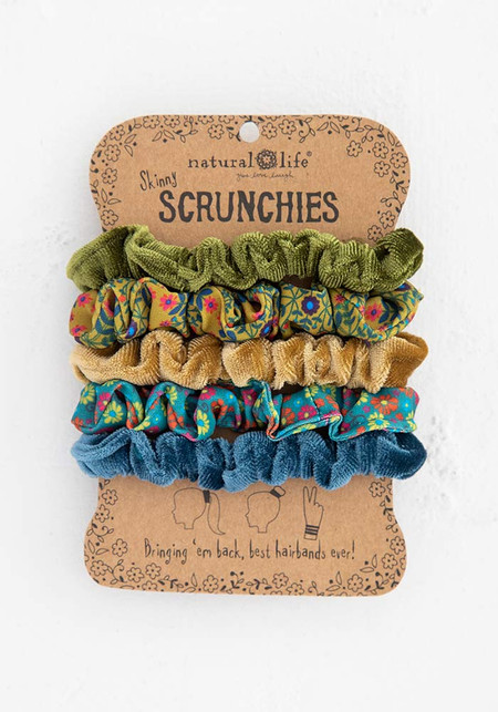 mixed scrunchies green and gold
