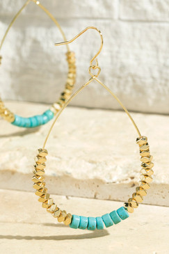metal and natural stone earrings turquoise