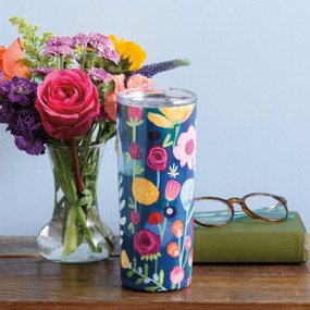 blue floral insulated tumbler