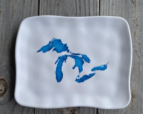 great lakes water color melamine tray 10" x 8"