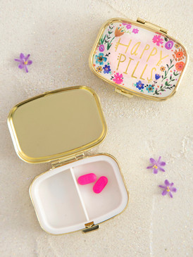 happy pill box pink floral 
