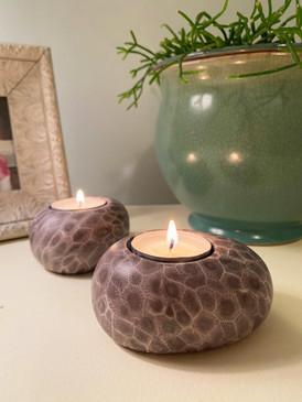 ceramic petoskey stone design tealight candle