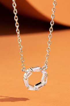 cubic zirconia pendant with brass necklace