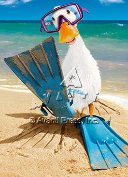 duck wearing scuba mask birthday card