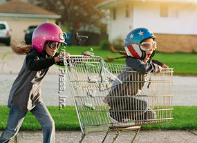 shopping cart kids friendship card