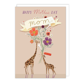 giraffe flowers mother's day card