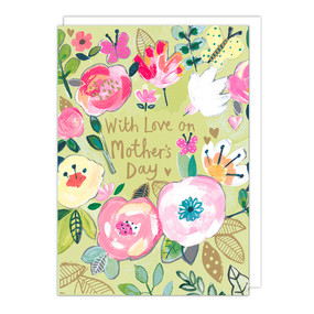 pink flowers on green mother's day card