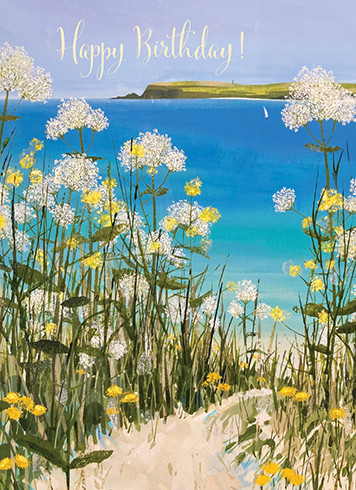 wildflowers by the camel estuary birthday card