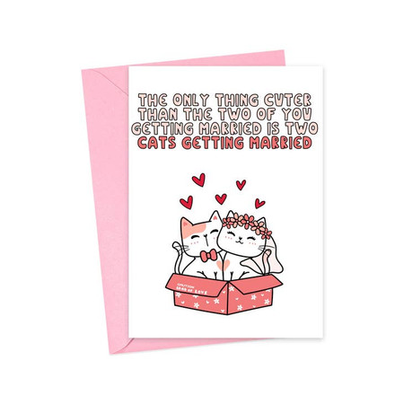 cats getting married engagement card
