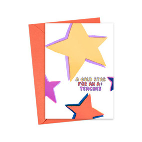 gold star A+ teacher card