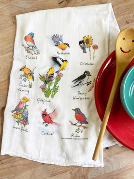 backyard birds flour sack towel