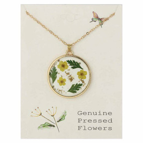 cottage floral yellow dried flower necklace