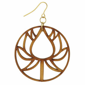 natural peace wood lotus earrings