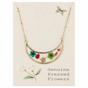 rgb bouquet gold dried flower necklace