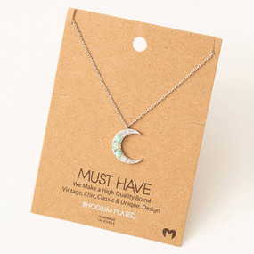 opal crescent moon pendant necklace