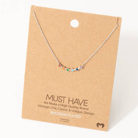 rainbow curved bar charm necklace