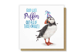 good luck puffin out those candles birthday card