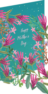 fuchsia flower wreath laser cut card mother's day