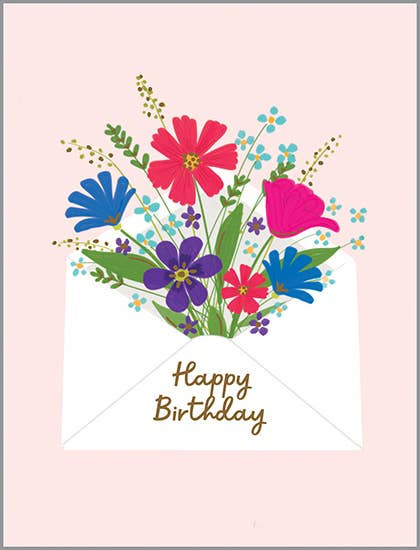 envelope bouquet birthday card