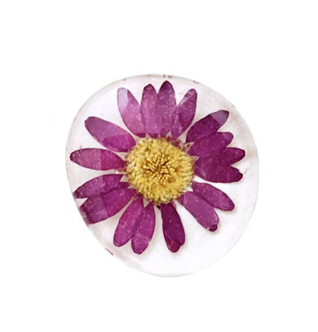 real flower glass magnet. dark purple
