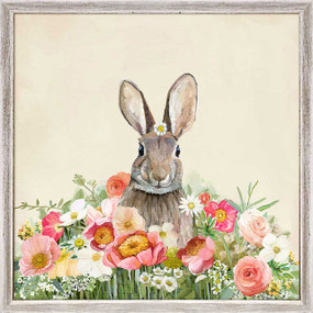 springtime bunny garden hare mini framed canvas