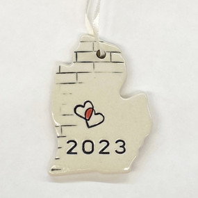michigan two hearts ceramic ornament 2023