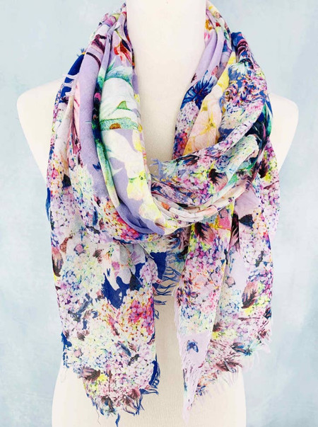 purple hydrangea cotton scarf/shawl