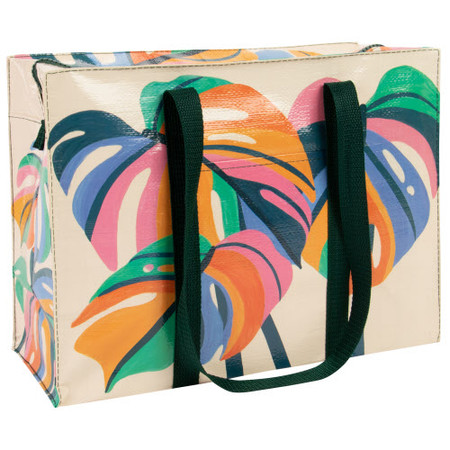 monstera leaf shoulder tote