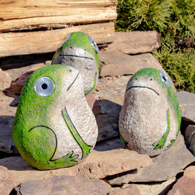 solar rock frogs with light up eyes small