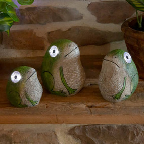 solar rock frogs with light up eyes large