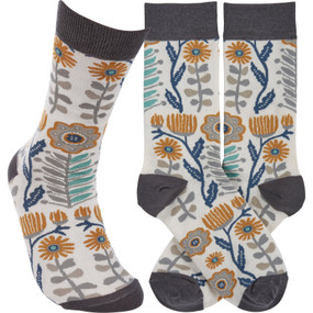 folk art floral womens socks