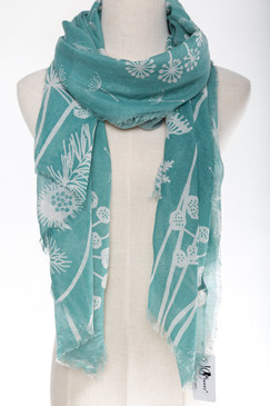 teal dandelion scarf