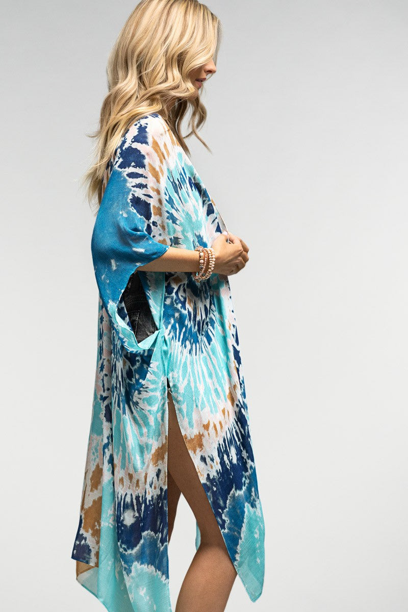 blue tie dye kimono - catching fireflies