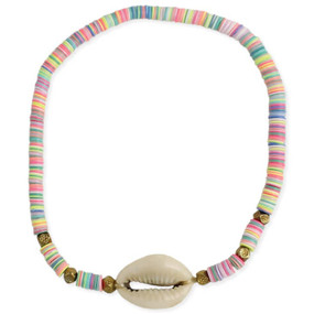 pastel heishi cowry shell anklet