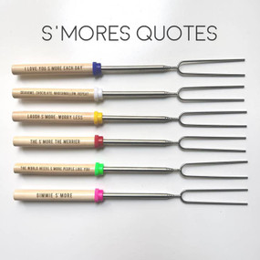 engraved campfire roasting fork  - s'mores quotes