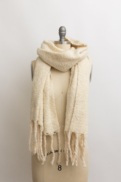 cozy knit scarf with tassels, ivory