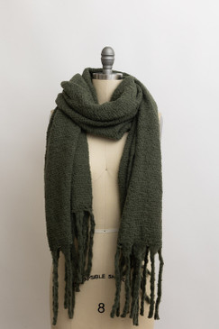cozy knit scarf with tassels, olive