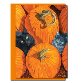 pumpkin cats halloween card 