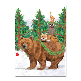 woodland creatures tree holiday card 